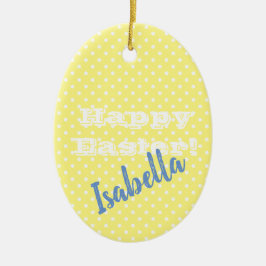 geel pokaDot HappyPasen Keramisch Ornament