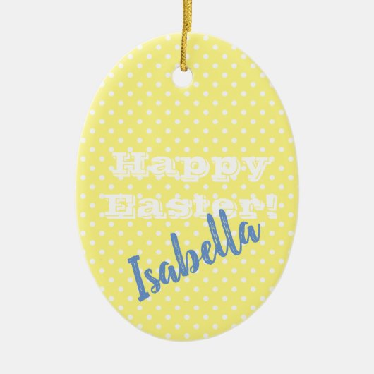 geel pokaDot HappyPasen Keramisch Ornament (Voorkant)