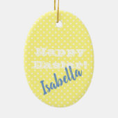 geel pokaDot HappyPasen Keramisch Ornament (Achterkant)