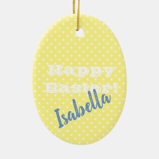 geel pokaDot HappyPasen Keramisch Ornament (Achterkant)