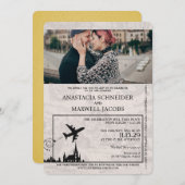 Geel Polen Paspoort Huwelijksuitnodiging Kaart (Voorkant / Achterkant)