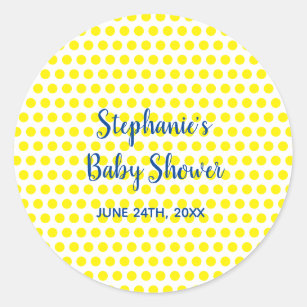 Geel pooka Dots Blue White Baby shower Cute 2021 Ronde Sticker