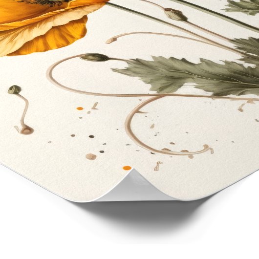 Geel Poppy Flowers Art Print Poster (Hoek)