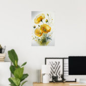 Geel Poppy Flowers Art Print Poster (Thuiskantoor)