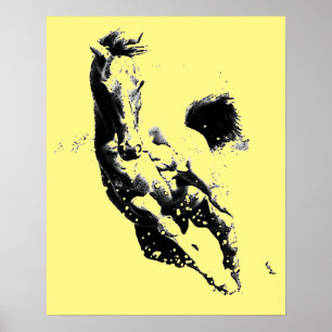 Geel Poster afdrukken van paardenkunstwerk