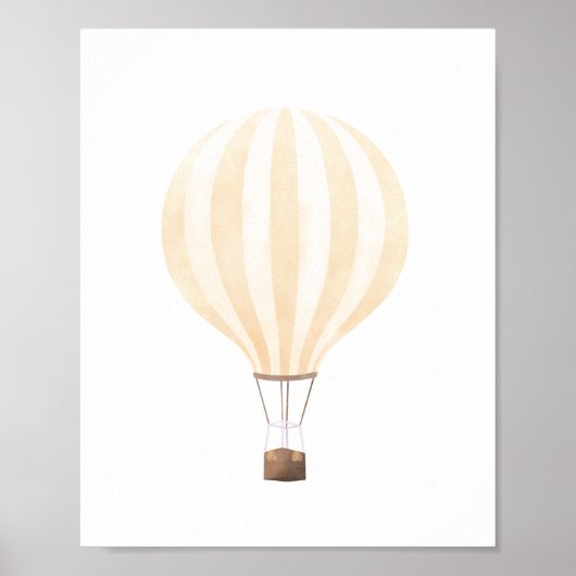 Geel Poster met Heete Luchtballon voor Kinderkamer (Voorkant)