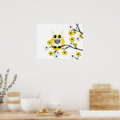 Geel Poster van de Blossom Owl (Keuken)