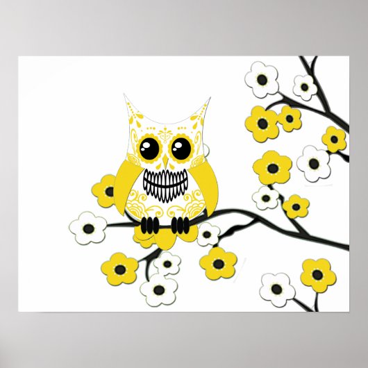 Geel Poster van de Blossom Owl (Voorkant)
