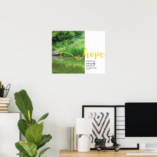 Geel Poster van de Irises Psalm 62:5 Hope (Thuiskantoor)