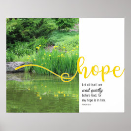 Geel Poster van de Irises Psalm 62:5 Hope