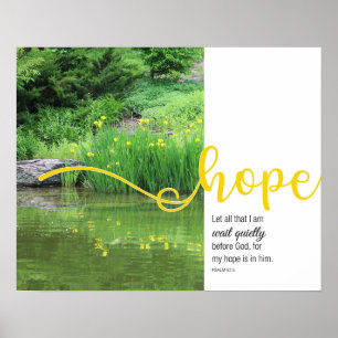 Geel Poster van de Irises Psalm 62:5 Hope