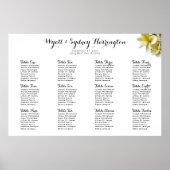 Geel Poster van de Plumeria Wedding Seating Chart (Voorkant)