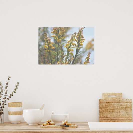 Geel Poster van wilde bloemen (Keuken)