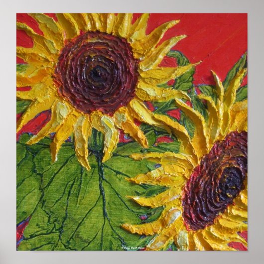 Geel Poster voor zonnebloemen (Voorkant)