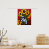 Geel Poster voor zonnebloemen (Keuken)