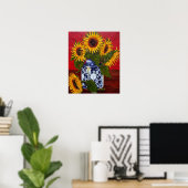 Geel Poster voor zonnebloemen (Thuiskantoor)