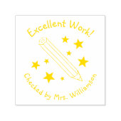 Geel potlood & sterren Uitstekend werkleraar Zelfinktende Stempel (Design)