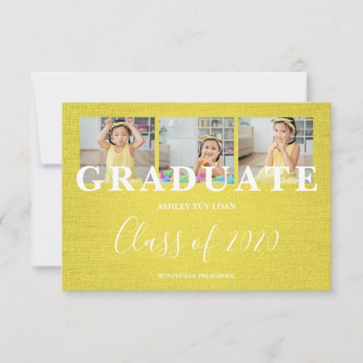 Geel pre-k Afstuderen drie Textieltextuur van Foto (Voorkant)