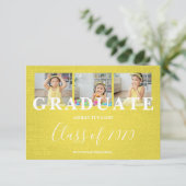 Geel pre-k Afstuderen drie Textieltextuur van Foto (Staand voorkant)