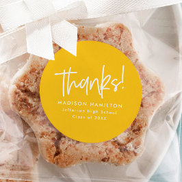 Geel | Preppy Script Afstuderen Hartelijk dank Ronde Sticker