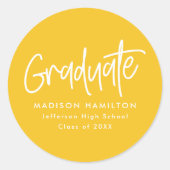 Geel | Preppy Script-Afstuderen Ronde Sticker (Voorkant)