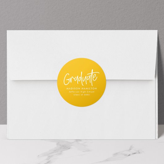 Geel | Preppy Script-Afstuderen Ronde Sticker