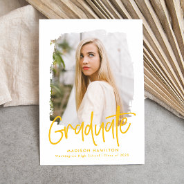 Geel | Preppy Script Photo Afstuderen Aankondiging