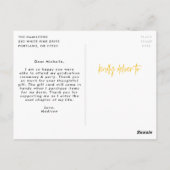 Geel | Preppy Script Photo Afstuderen Hartelijk da Briefkaart (Achterkant)