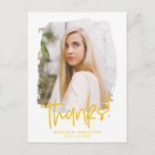 Geel | Preppy Script Photo Afstuderen Hartelijk da Briefkaart (Voorkant)