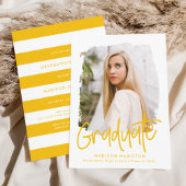 Geel | Preppy Script Photo Graduparty Kaart