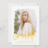 Geel | Preppy Script Photo Graduparty Kaart (Voorkant)