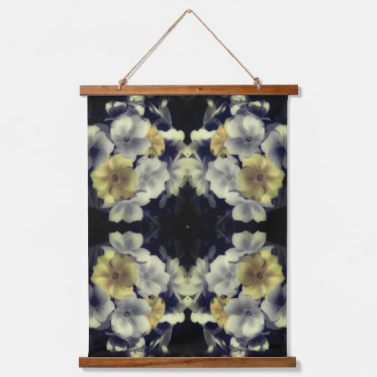 Geel Primrose Flower Partiële kleur Abstract Hangend Wandkleed (Voorkant)