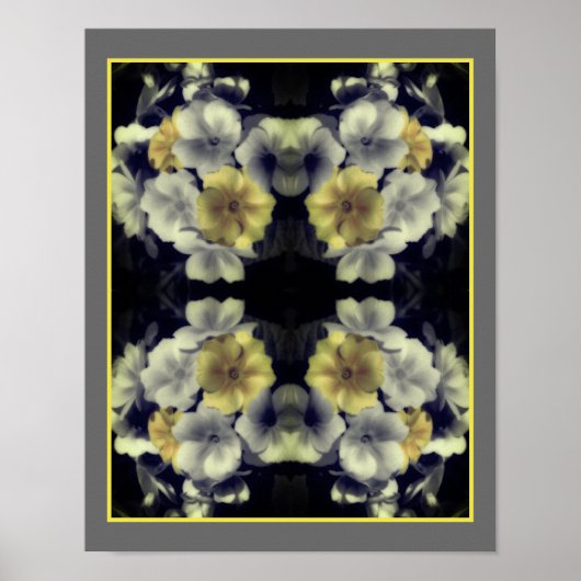 Geel Primrose Flower Partiële kleur Abstract Poster (Voorkant)