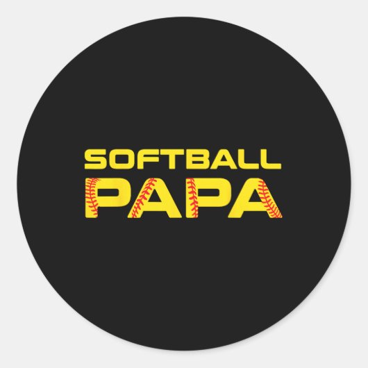 Geel Print Softll Papa Ronde Sticker (Voorkant)
