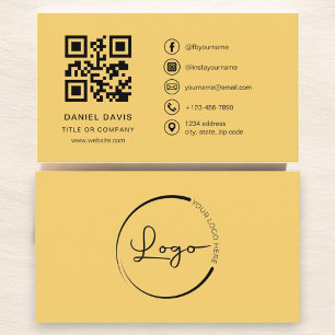 Geel Professioneel Bedrijf Logo QR Code Visitekaartje