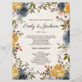 Geel programma voor het binden van een blauwe vlin programmakaart (Voorkant)