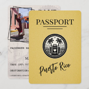 Geel Puerto Rico paspoort Save The Date