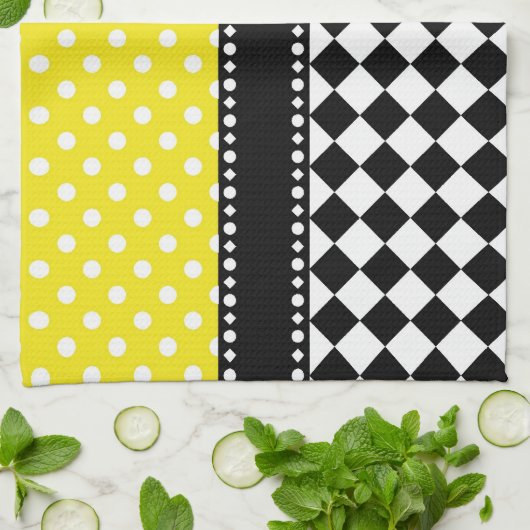 Geel puntenbord theedoek (Gevouwen)