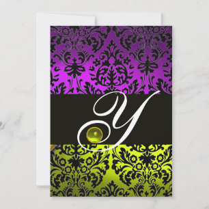 GEEL PURPER ZWART DAMAST MONOGRAM TOPAS KAART