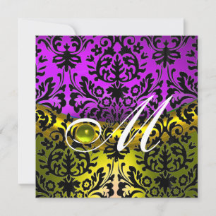 GEEL PURPER ZWART DAMAST MONOGRAM TOPAZE KAART