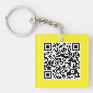 Geel QR-CODE Aangepast Sleutelhanger