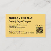 Geel QR-code enkelvoudig monogram Visitekaartje (Achterkant)