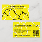 Geel QR Code Logo Honden Katten Pet Visitekaartje (Voorkant / Achterkant)