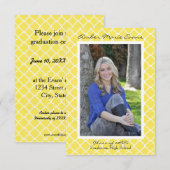 Geel Quatrefoil - 3x5 Afstuderen aankondiging (Voorkant / Achterkant)