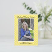 Geel Quatrefoil - Afstuderen Post Card Uitnodiging Briefkaart (Staand voorkant)