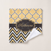 Geel Quatrefoil Bad Handdoek (Wasdoekje)