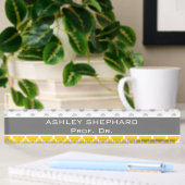 Geel Quatrefoil en grijs Polka Dot Pattern Naambordje