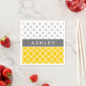 Geel Quatrefoil en grijs Polka Dot Pattern Servet (Insitu)
