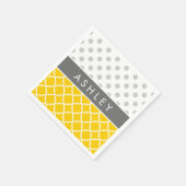 Geel Quatrefoil en grijs Polka Dot Pattern Servet (Hoek)