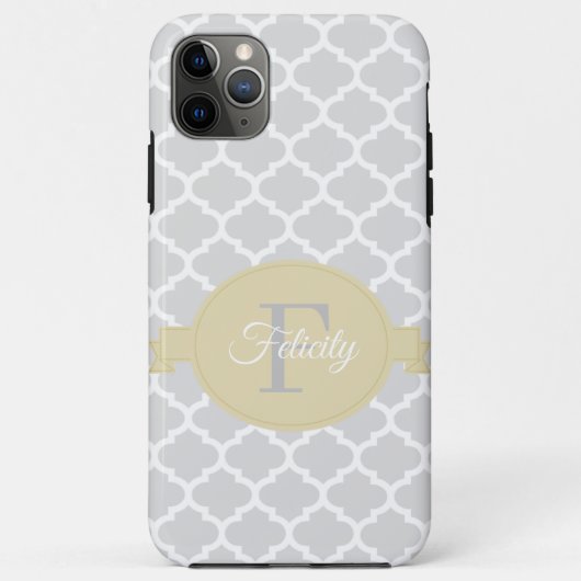 Geel Quatrefoil, gepersonaliseerd Case-Mate iPhone Case (Achterkant)